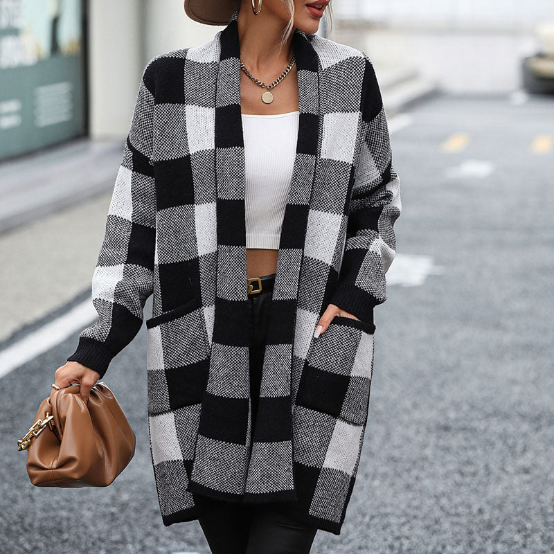 GR | Lässige Karierte Strickjacke