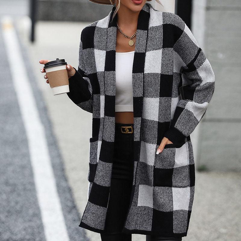 GR | Lässige Karierte Strickjacke