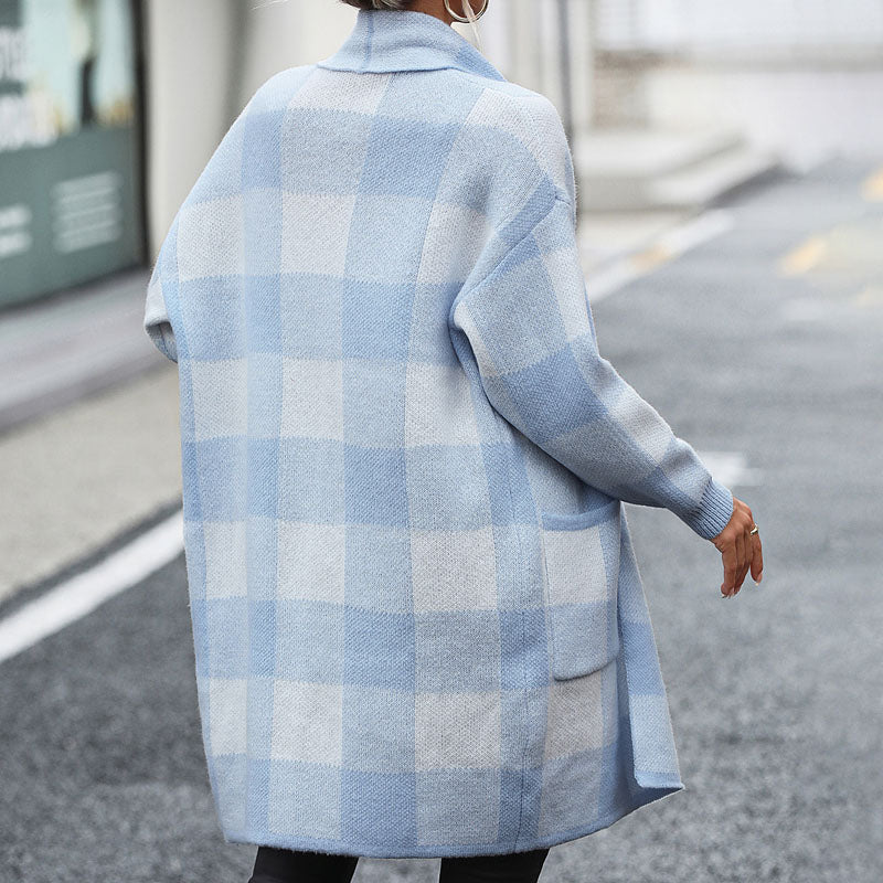GR | Lässige Karierte Strickjacke