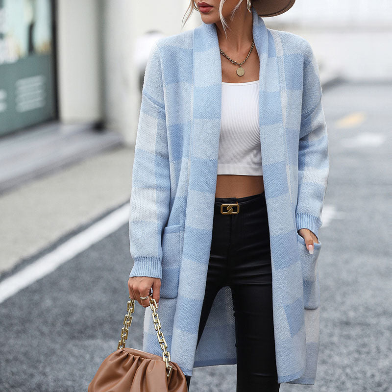 GR | Lässige Karierte Strickjacke