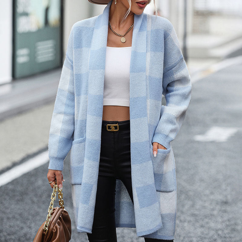 GR | Lässige Karierte Strickjacke