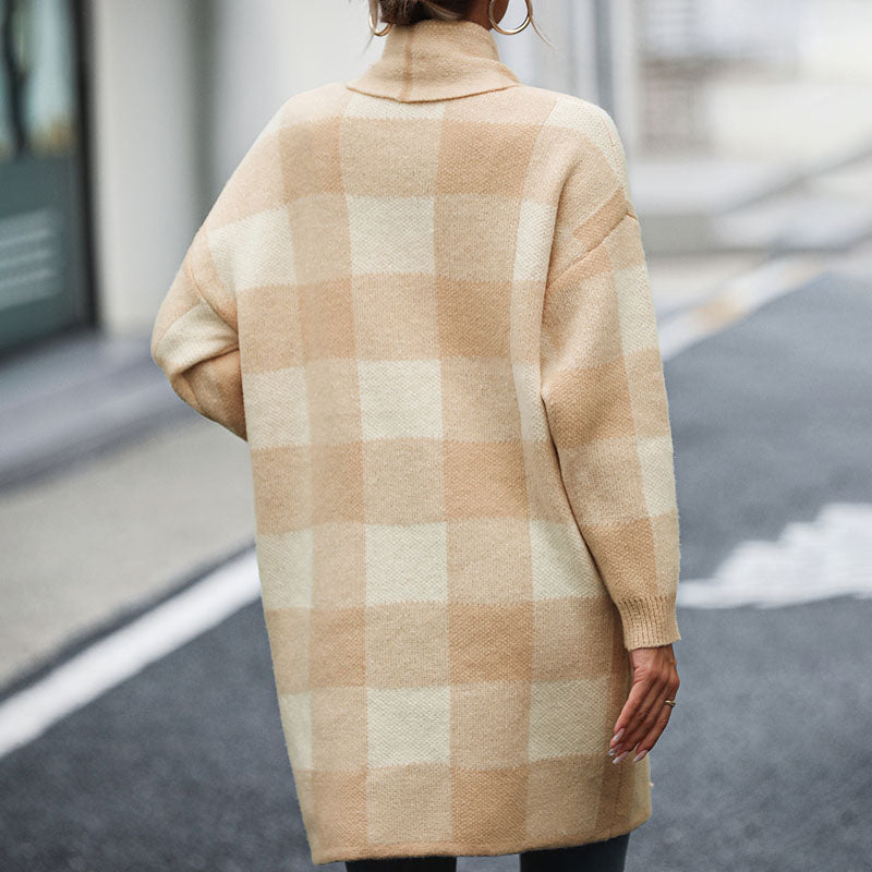 GR | Lässige Karierte Strickjacke
