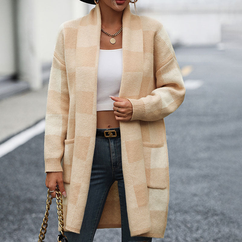 GR | Lässige Karierte Strickjacke