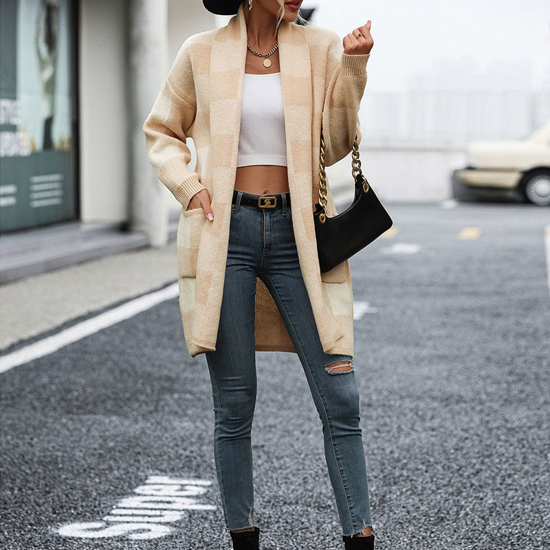 GR | Lässige Karierte Strickjacke