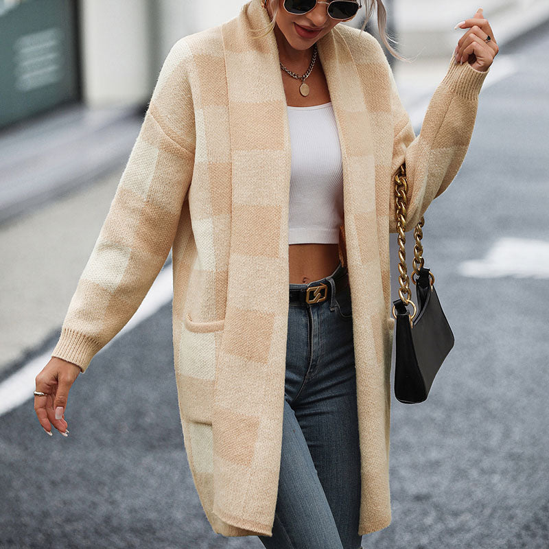 GR | Lässige Karierte Strickjacke