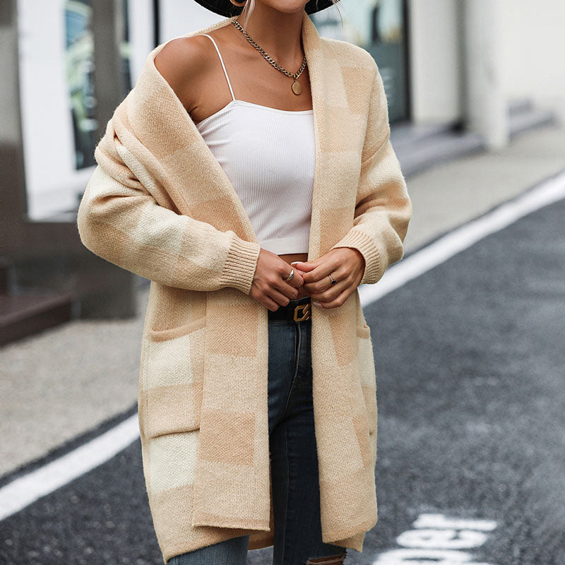 GR | Lässige Karierte Strickjacke