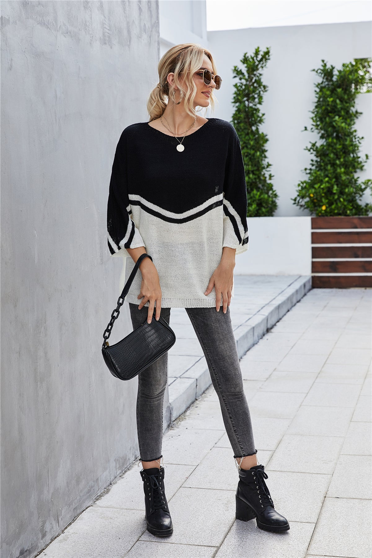 GR Strick Große Größe Fledermausärmel Strickpullover