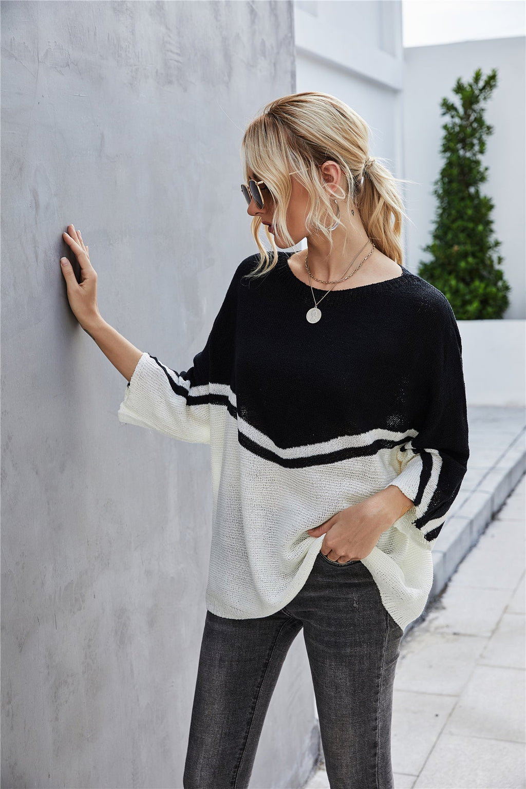 GR Strick Große Größe Fledermausärmel Strickpullover