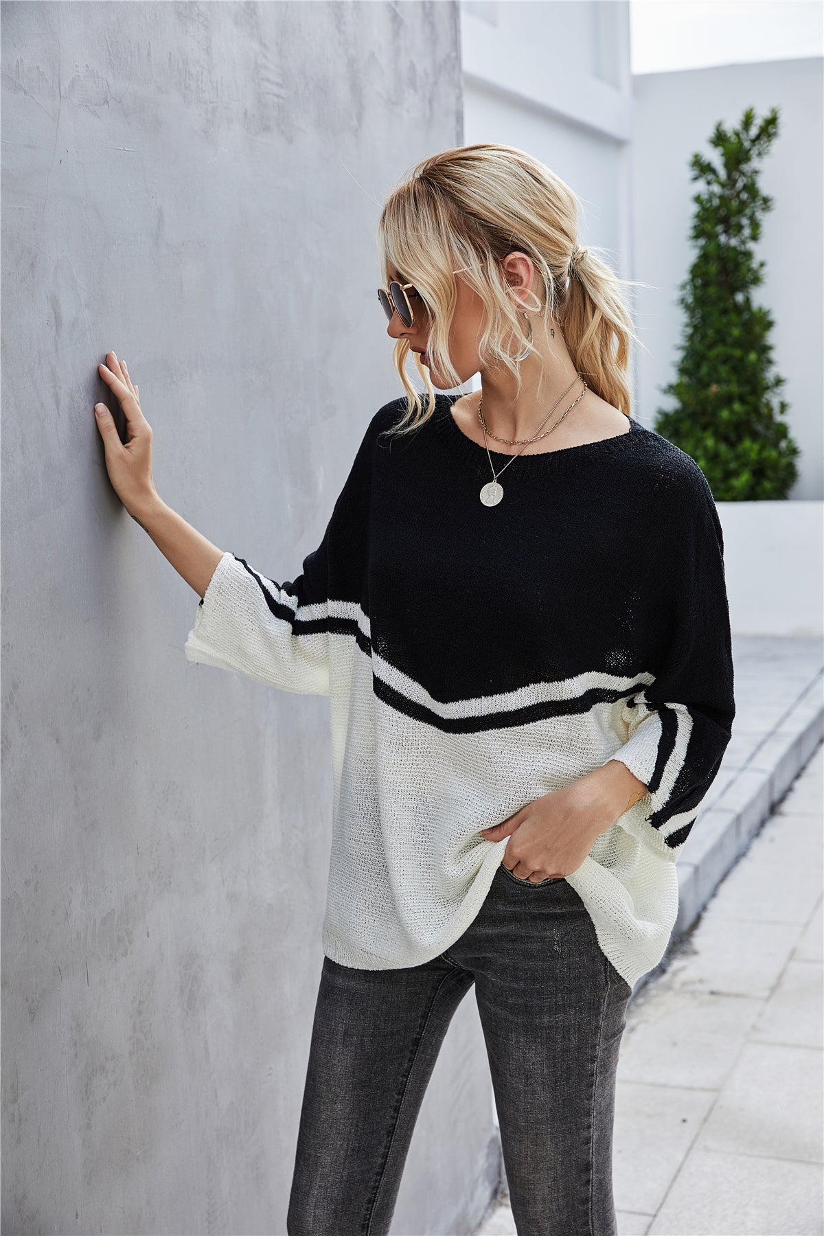 GR Strick Große Größe Fledermausärmel Strickpullover