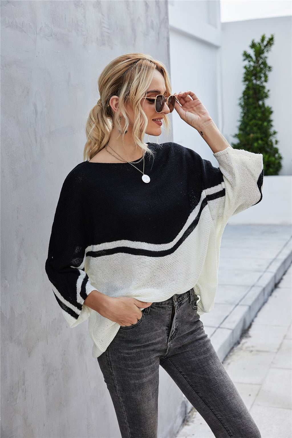 GR Strick Große Größe Fledermausärmel Strickpullover