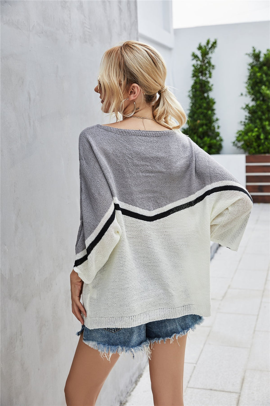 GR Strick Große Größe Fledermausärmel Strickpullover