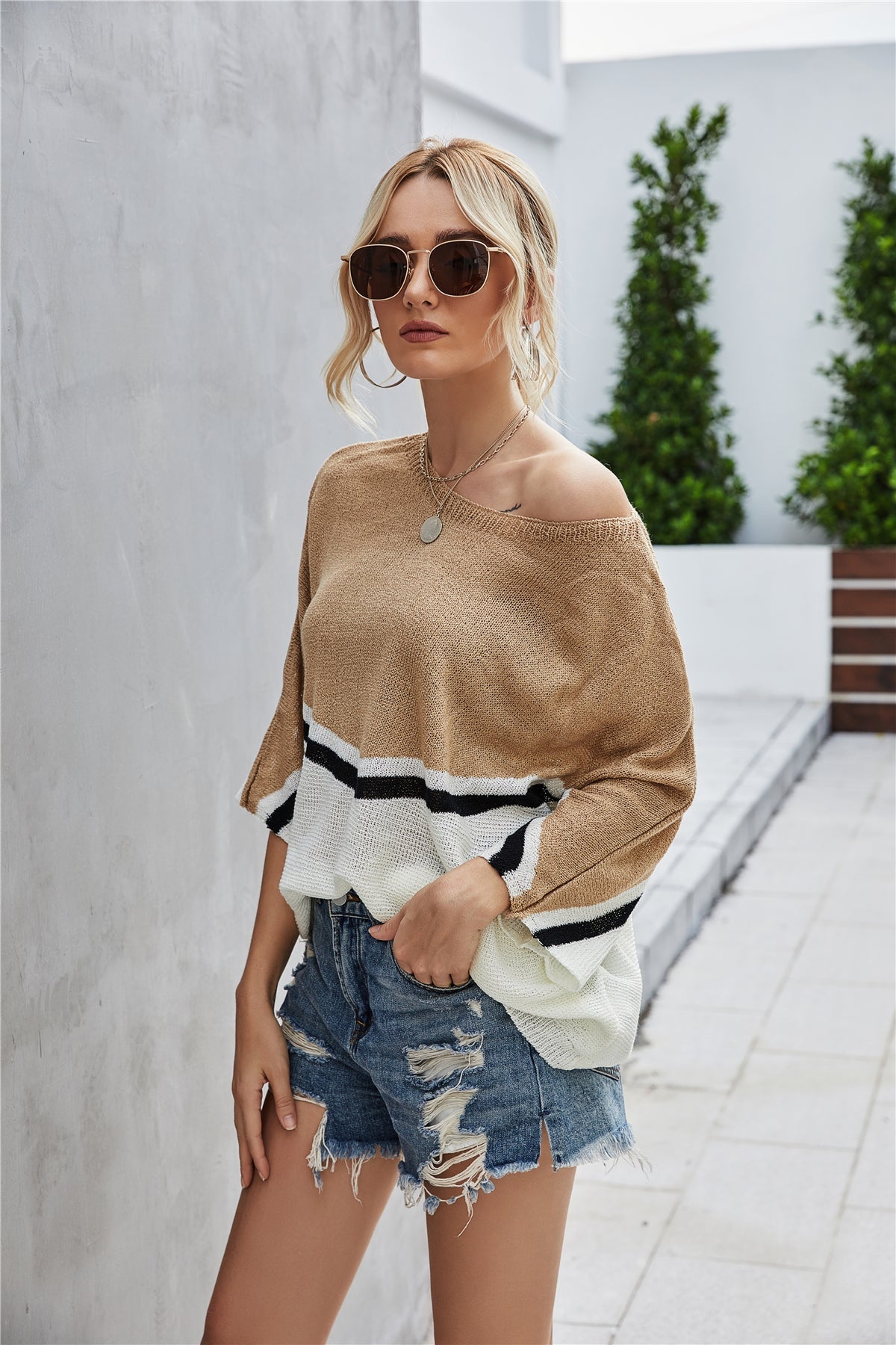GR Strick Große Größe Fledermausärmel Strickpullover