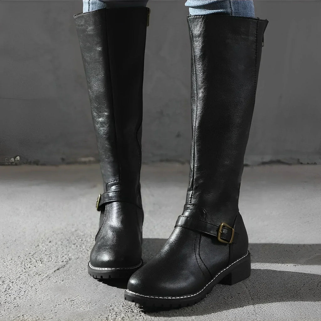 GR | Stylish autumn long boots with metal clasp for women