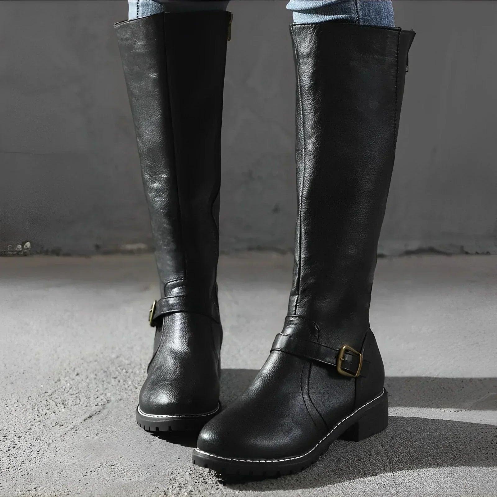 GR | Stylish autumn long boots with metal clasp for women