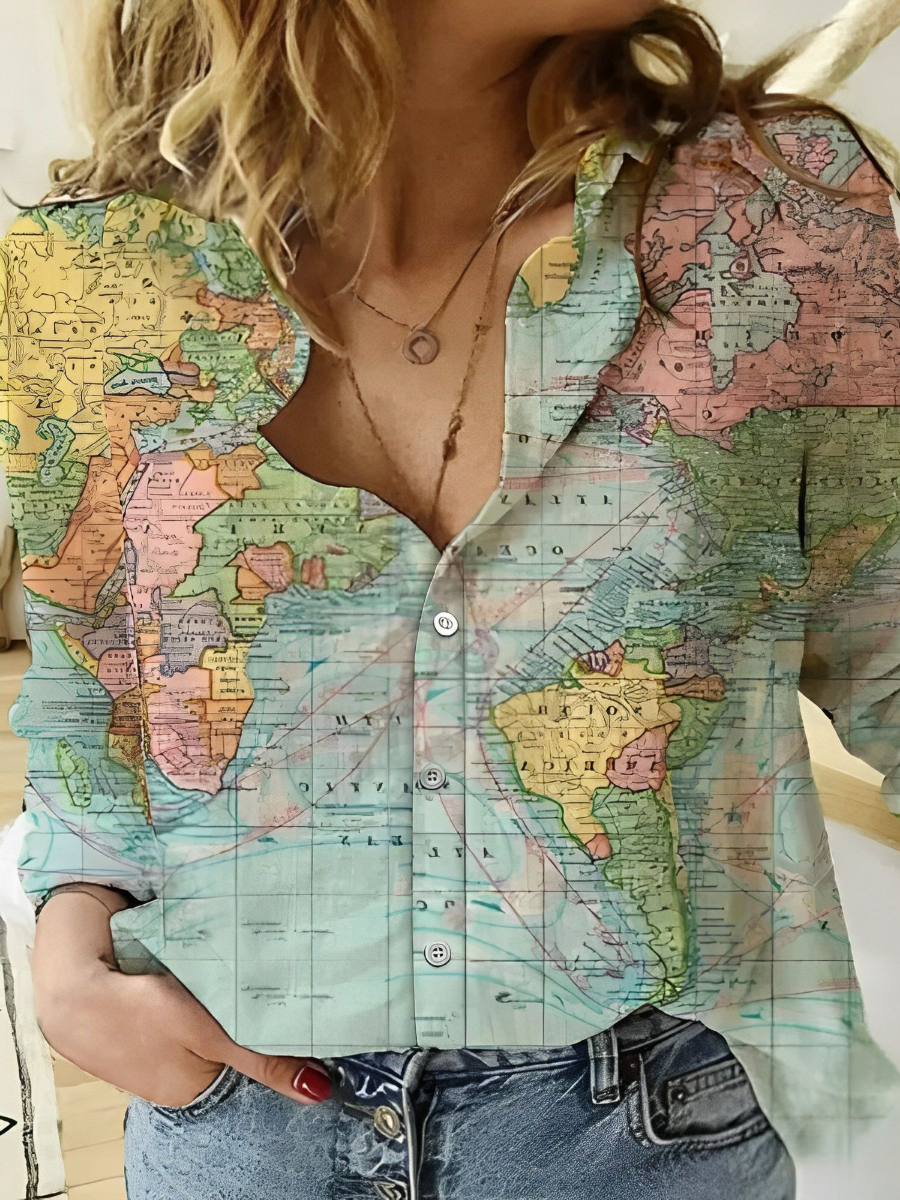 GR | Globe World Map Printed Shirt