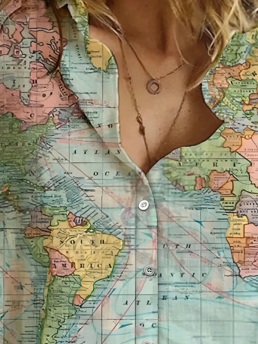GR | Globe World Map Printed Shirt