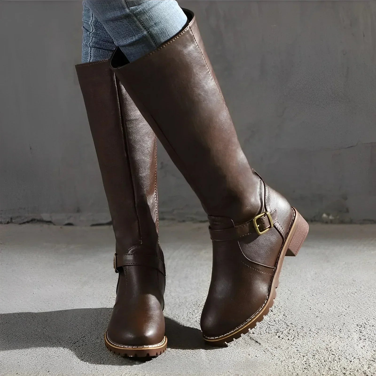 GR | Stylish autumn long boots with metal clasp for women