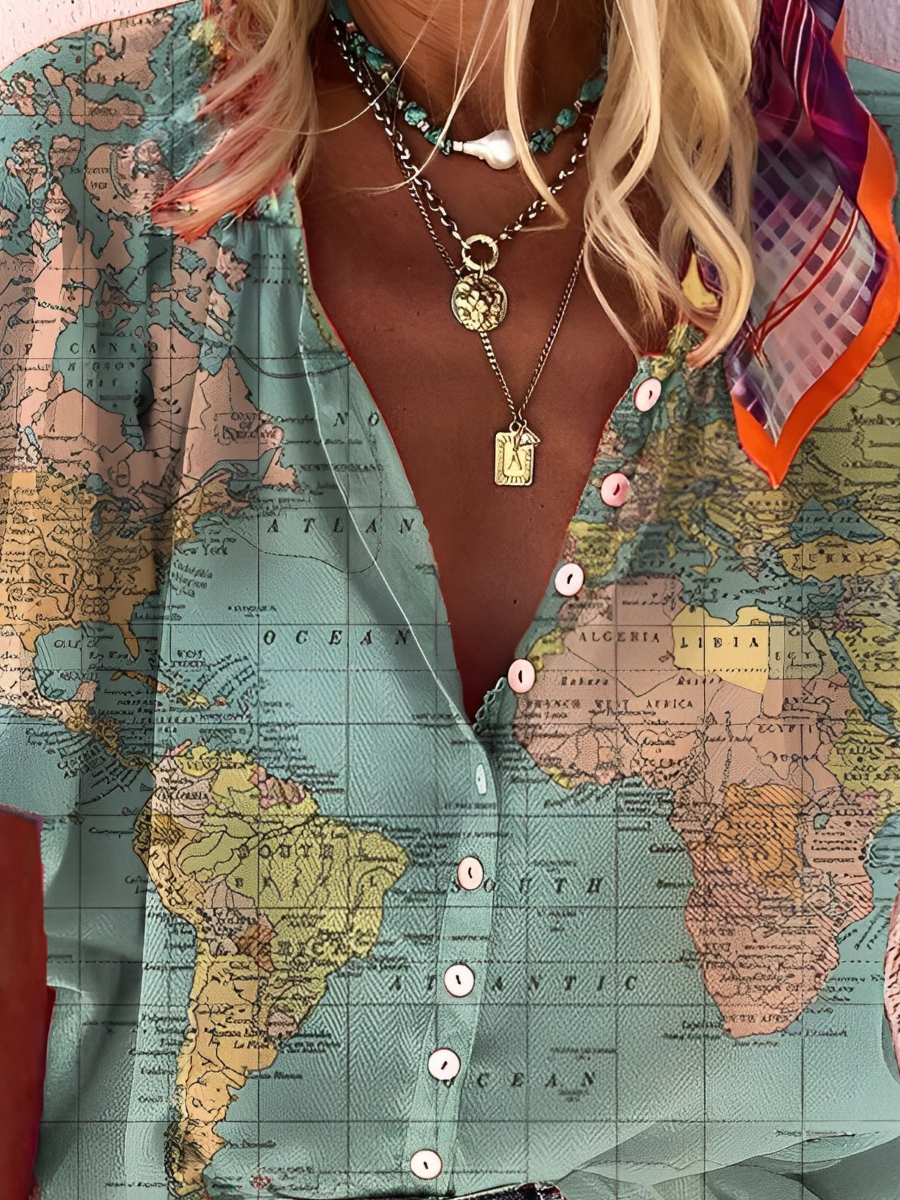 GR | Globe World Map Printed Shirt