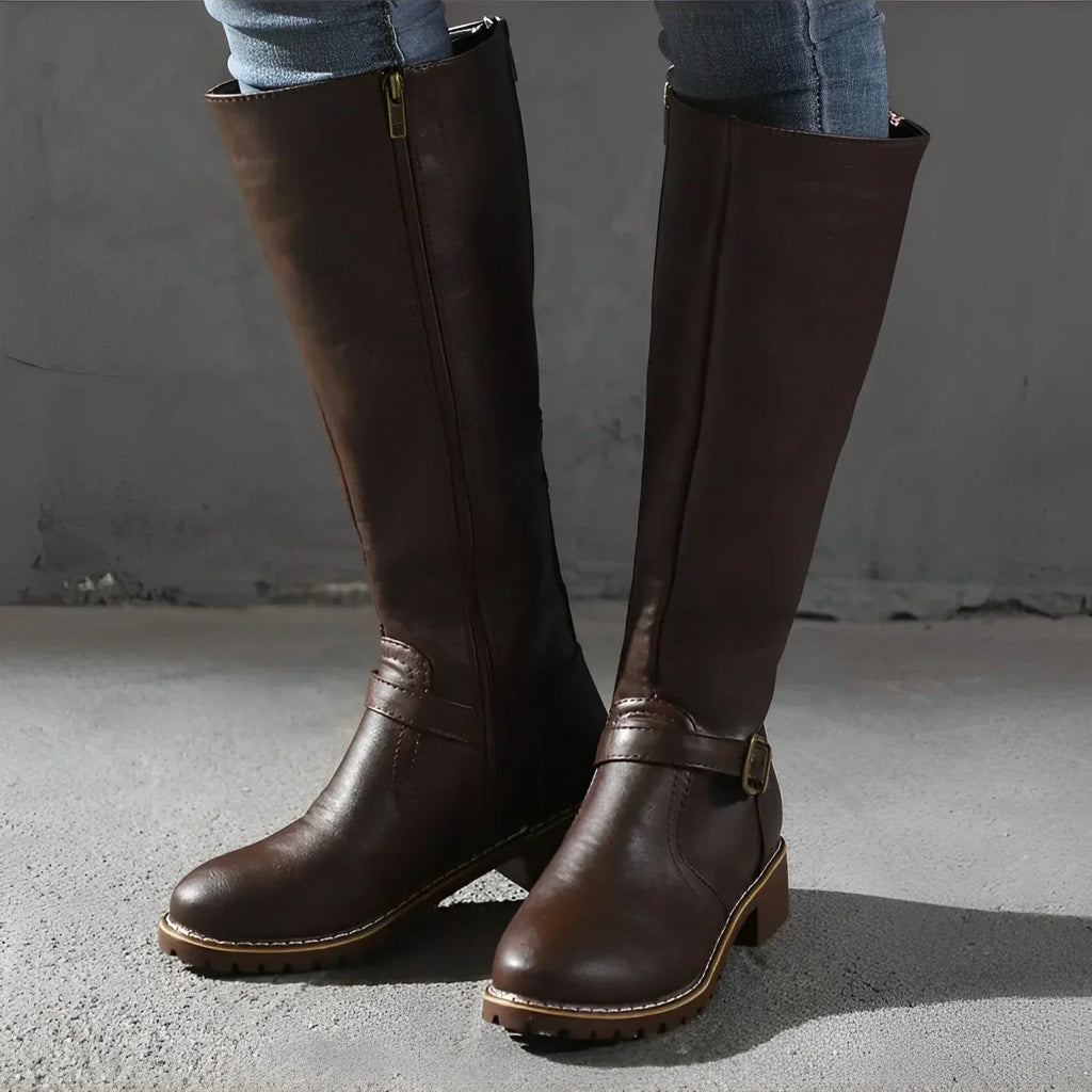GR | Stylish autumn long boots with metal clasp for women