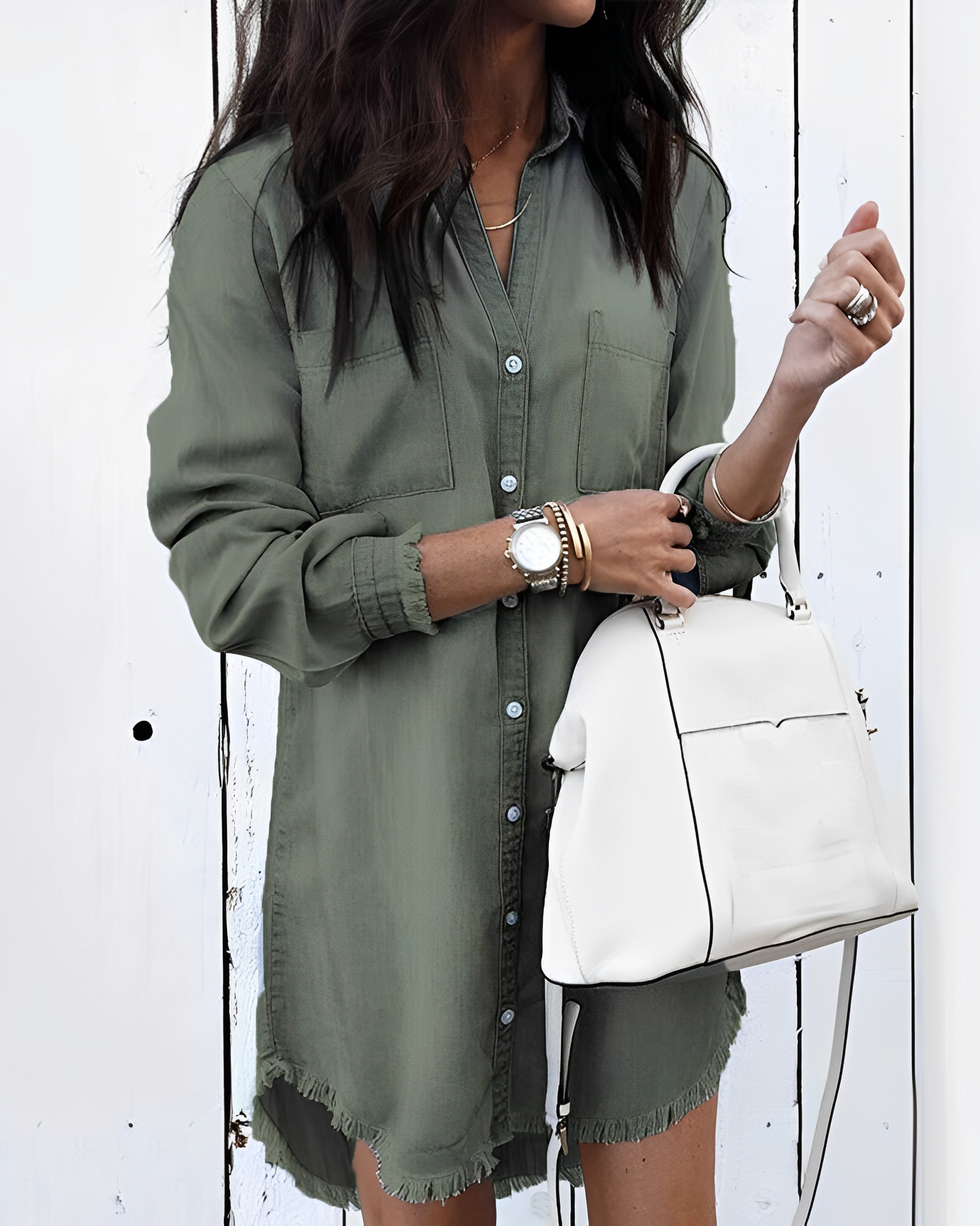 GR | Denim Blouse - Stylish denim blouse with buttons for a casual look