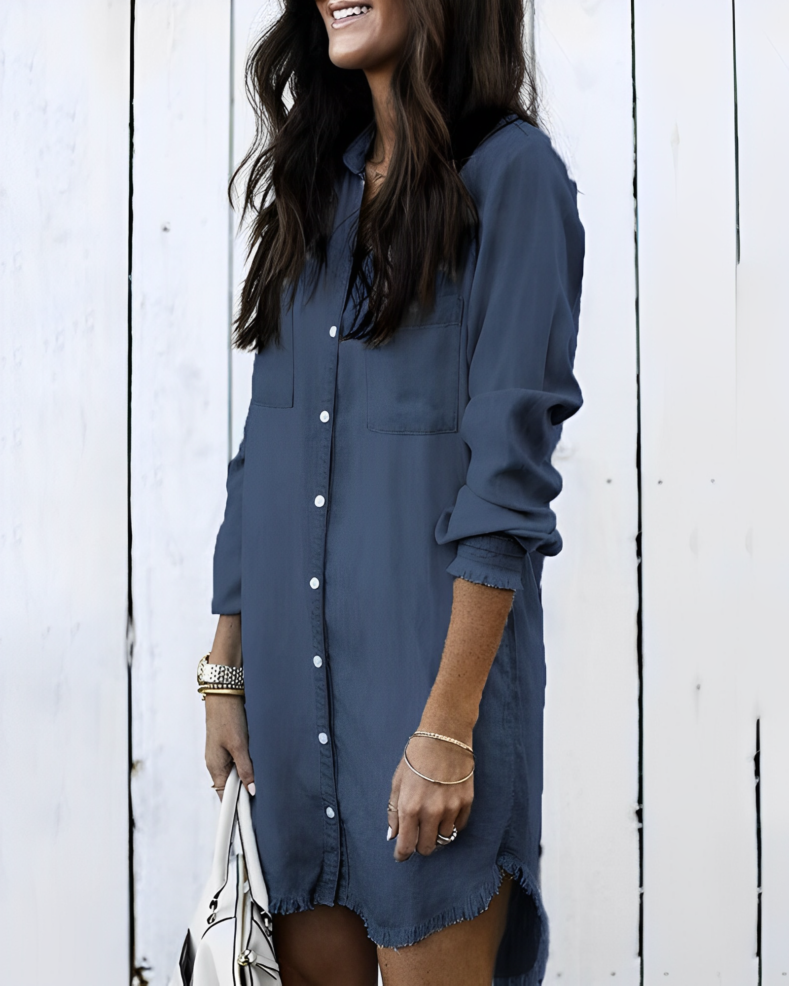 GR | Denim Blouse - Stylish denim blouse with buttons for a casual look