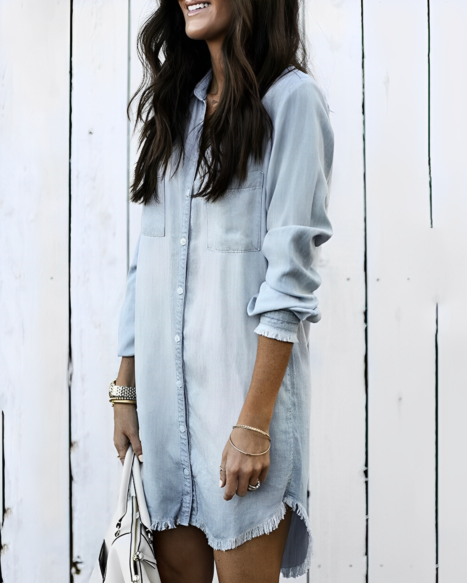 GR | Denim Blouse - Stylish denim blouse with buttons for a casual look