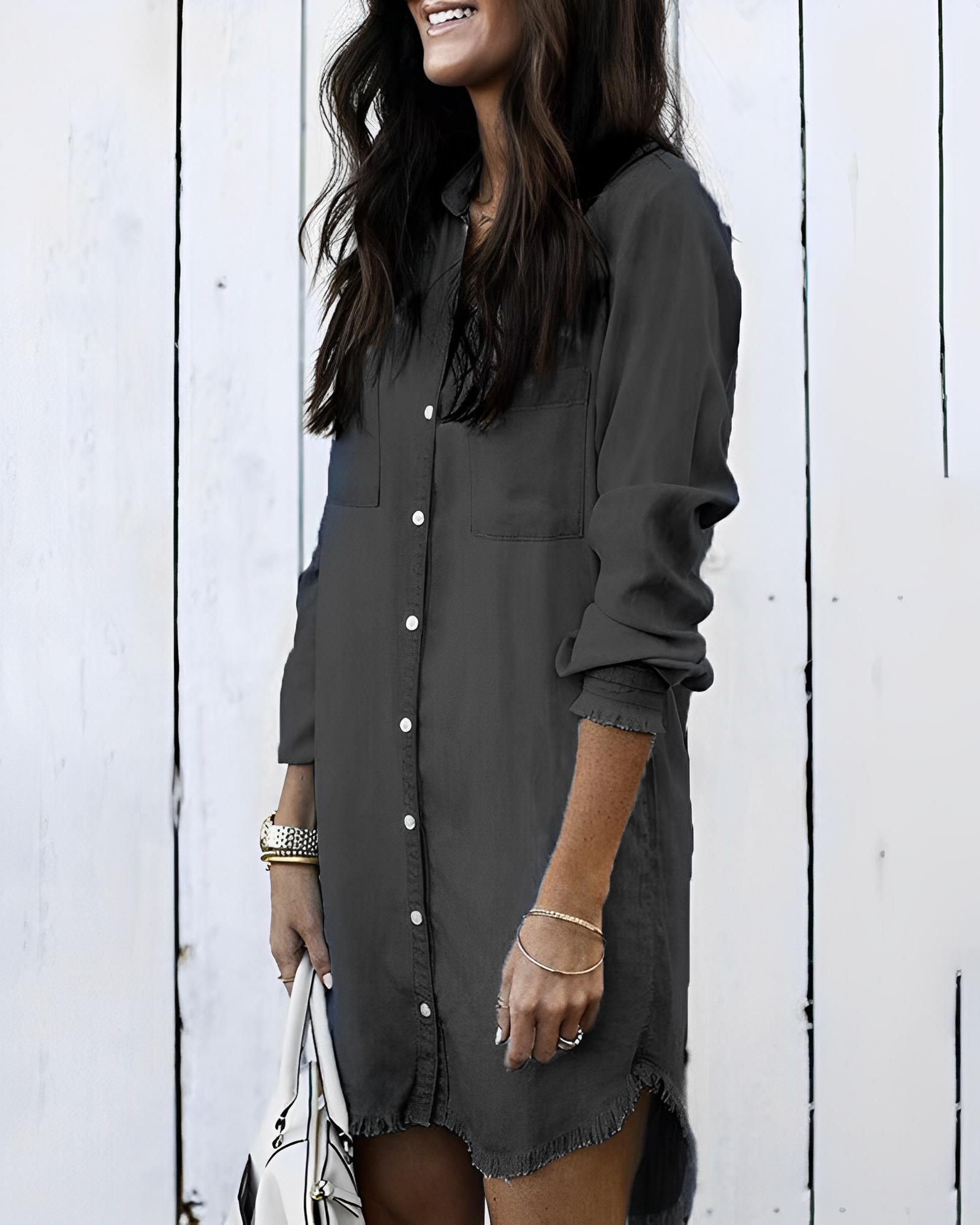GR | Denim Blouse - Stylish denim blouse with buttons for a casual look