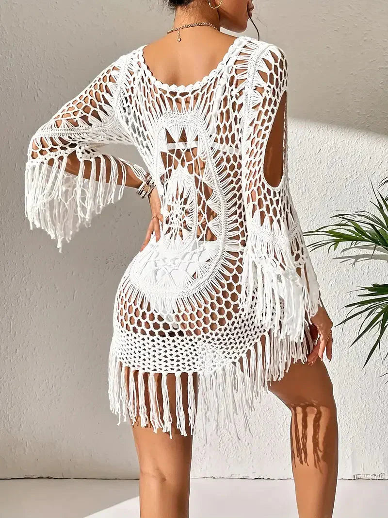 GR | Cover-up Boho Style Long Sleeve Bikini Dress Beach Outfits