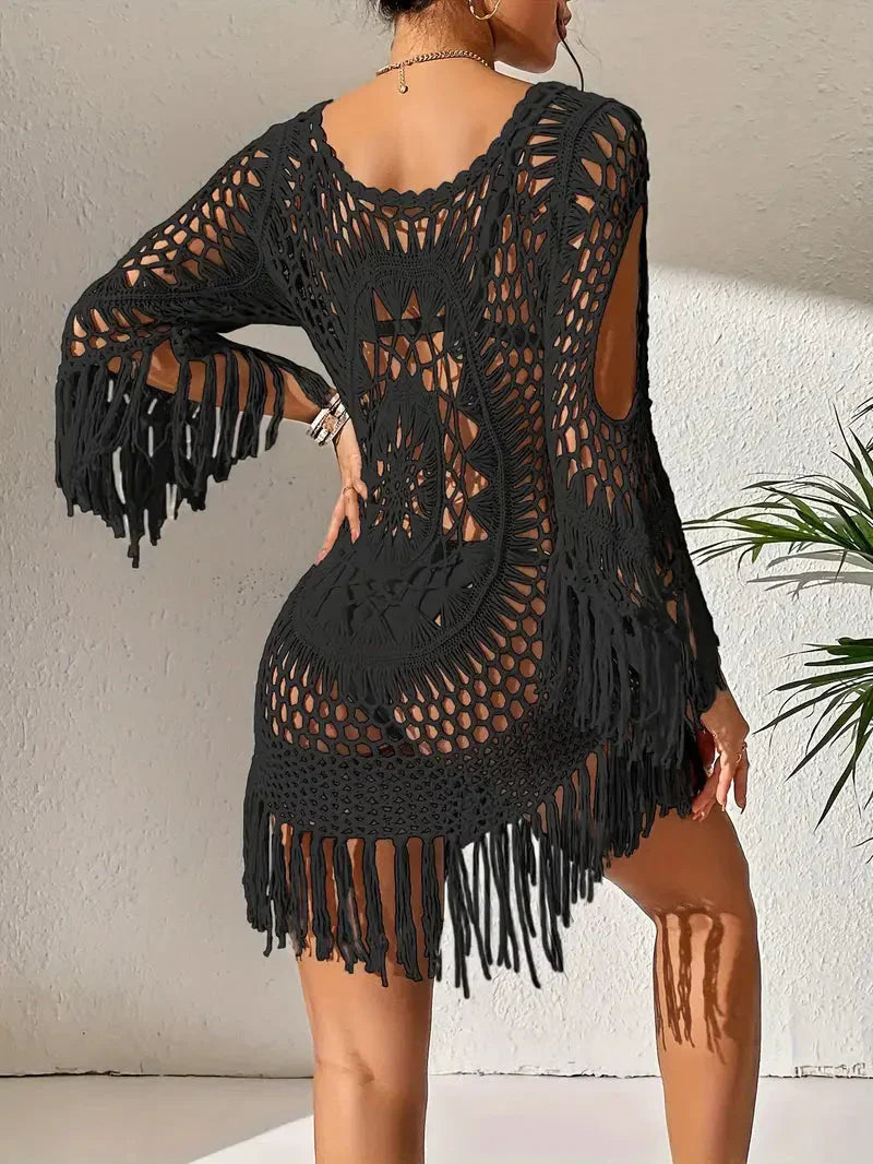 GR | Cover-up Boho Style Long Sleeve Bikini Dress Beach Outfits