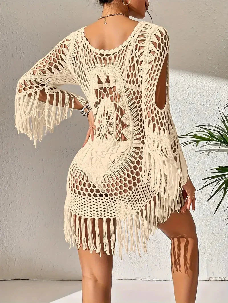 GR | Cover Up Boho Style Long Sleeve Bikini Cover Up Beach Outfits