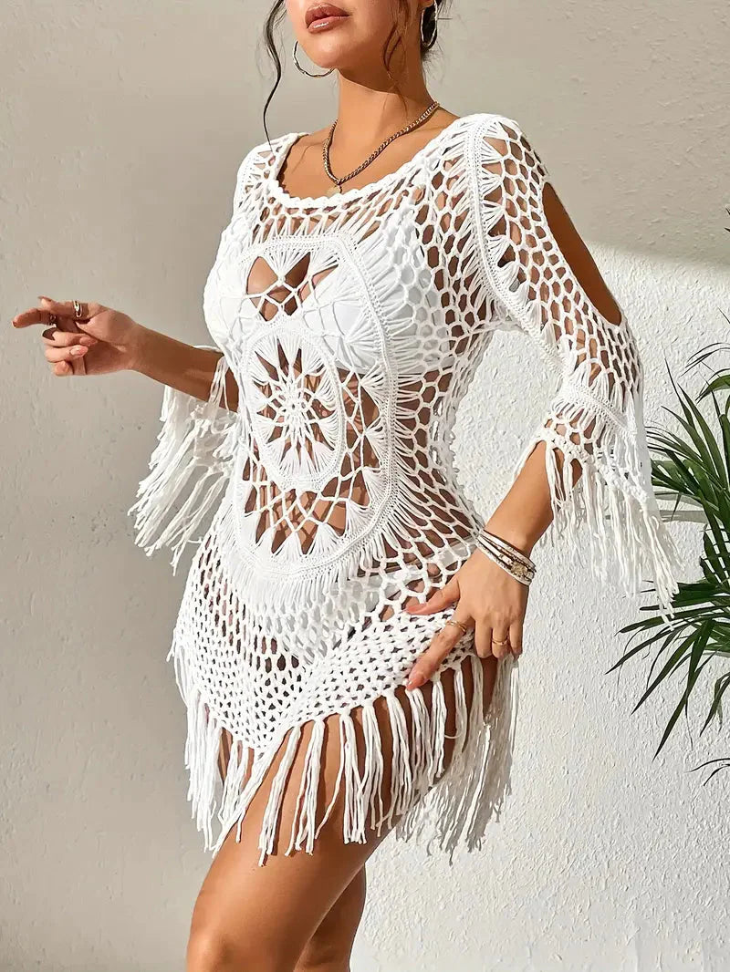GR | Cover Up Boho Style Long Sleeve Bikini Cover Up Beach Outfits