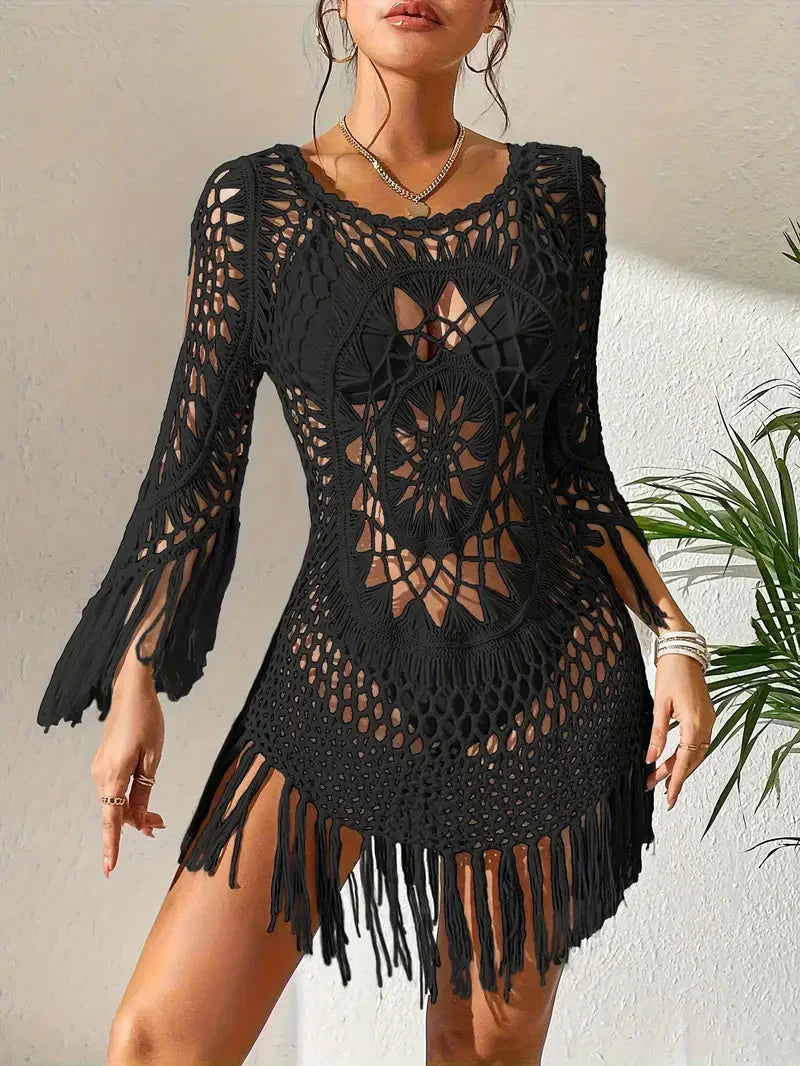 GR | Cover Up Boho Style Long Sleeve Bikini Cover Up Beach Outfits