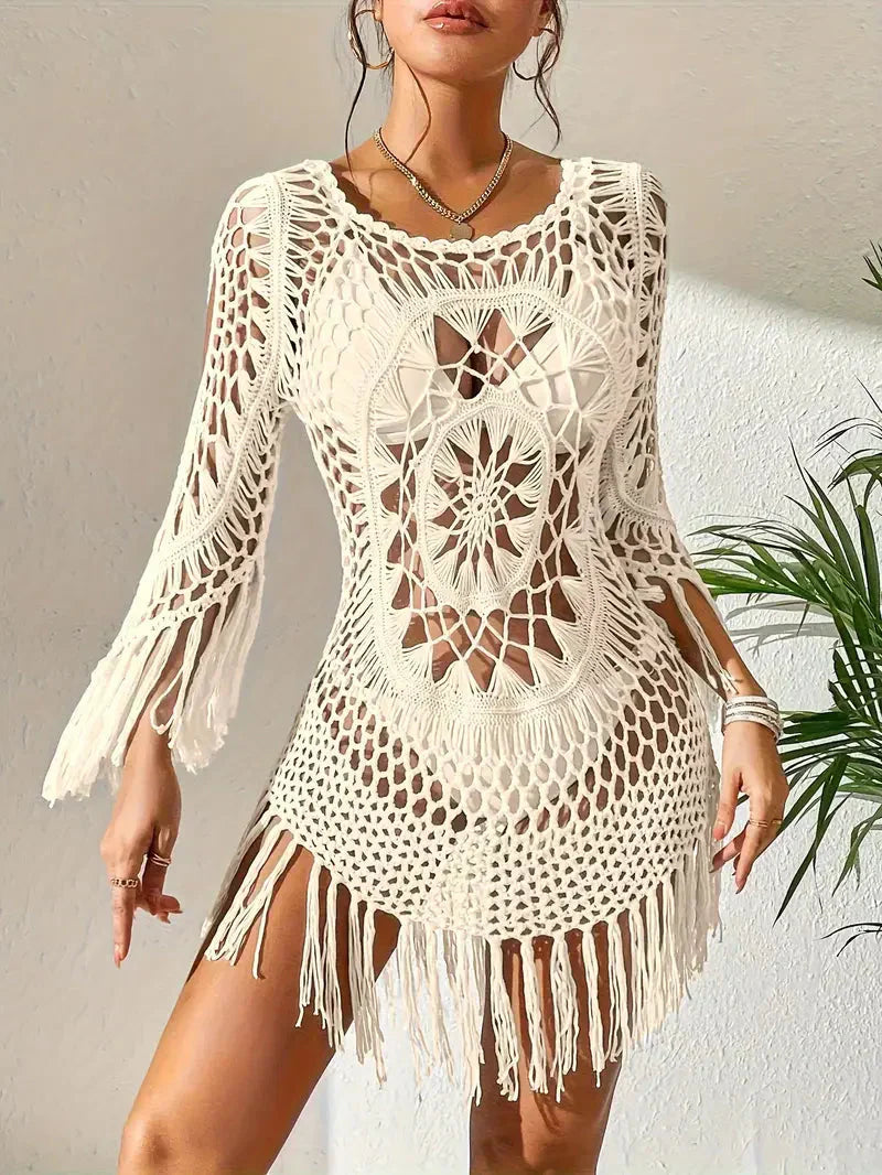 GR | Cover Up Boho Style Long Sleeve Bikini Cover Up Beach Outfits