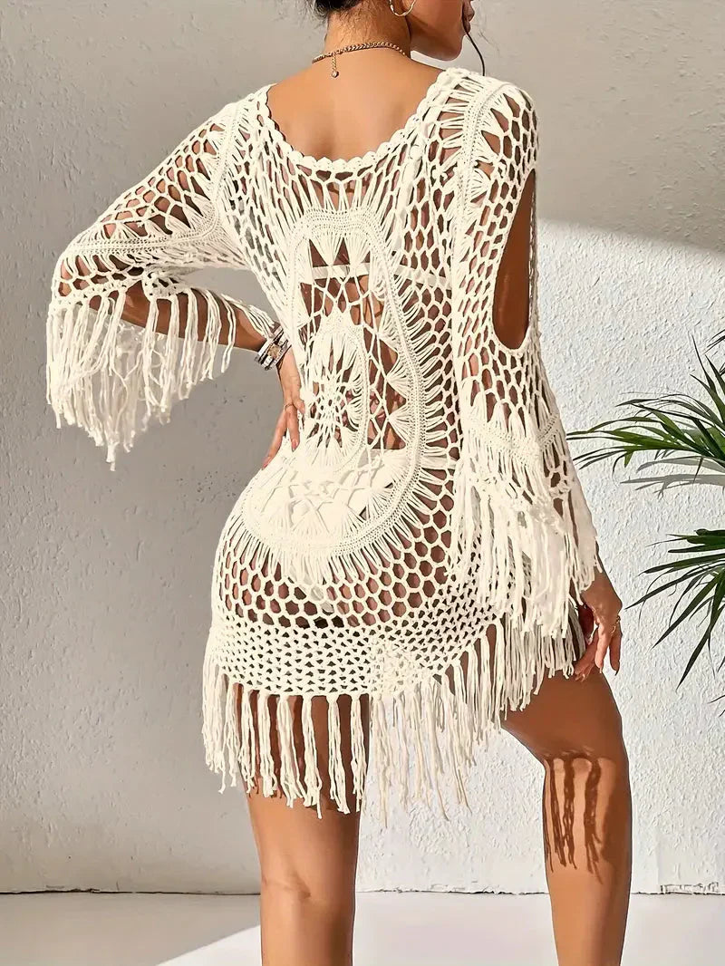 GR | Cover Up Boho Style Long Sleeve Bikini Cover Up Beach Outfits