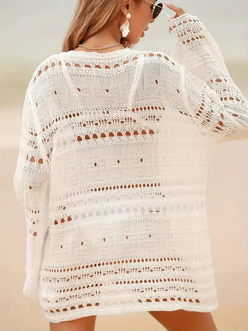 GR | Cover Up Knitted Long Sleeve Knit Dress Bikini Cover Up