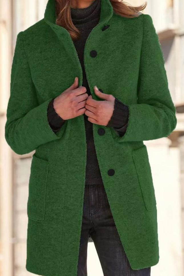 Neck protector women's loose buttons coat 