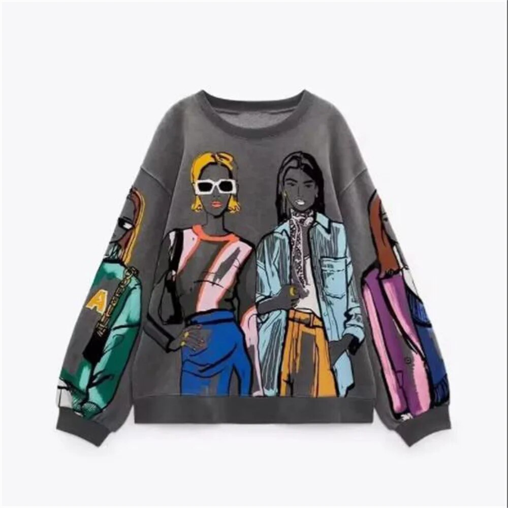 GR | Cozy Sweatshirt Pullover Oversized Sweatshirt Women's Clothing
