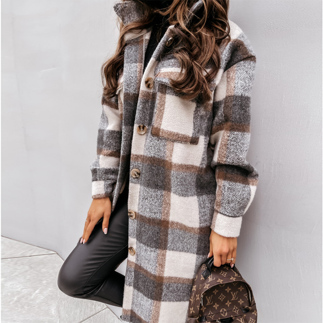 GR - Checkered long women's coat new autumn collection 2023
