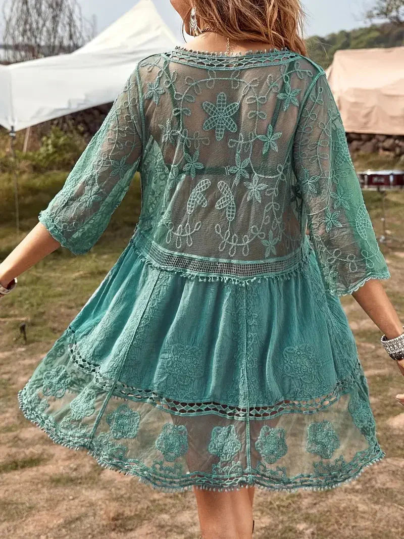 GR | Cover Up Lace Sheer Cover Up Dress Boho Style