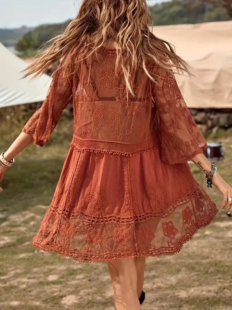 GR | Cover Up Lace Sheer Cover Up Dress Boho Style