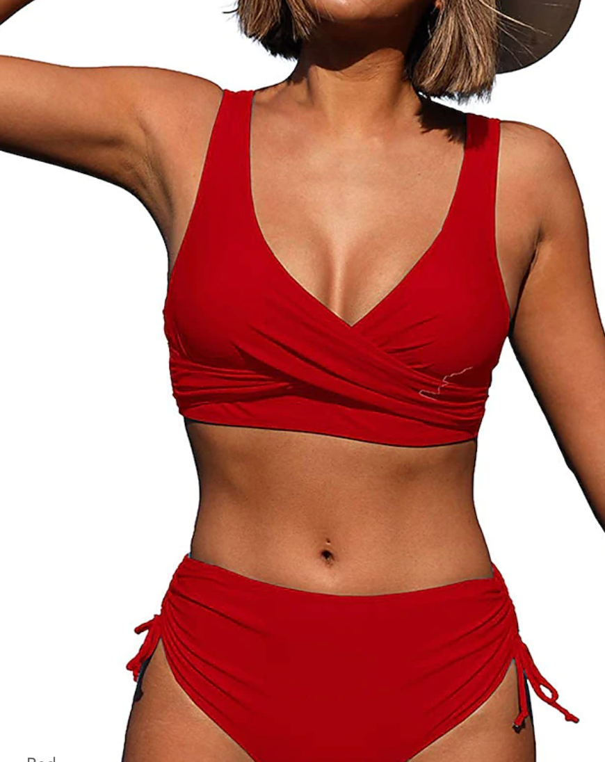 GR | High-waisted bikini set with ruffles for women