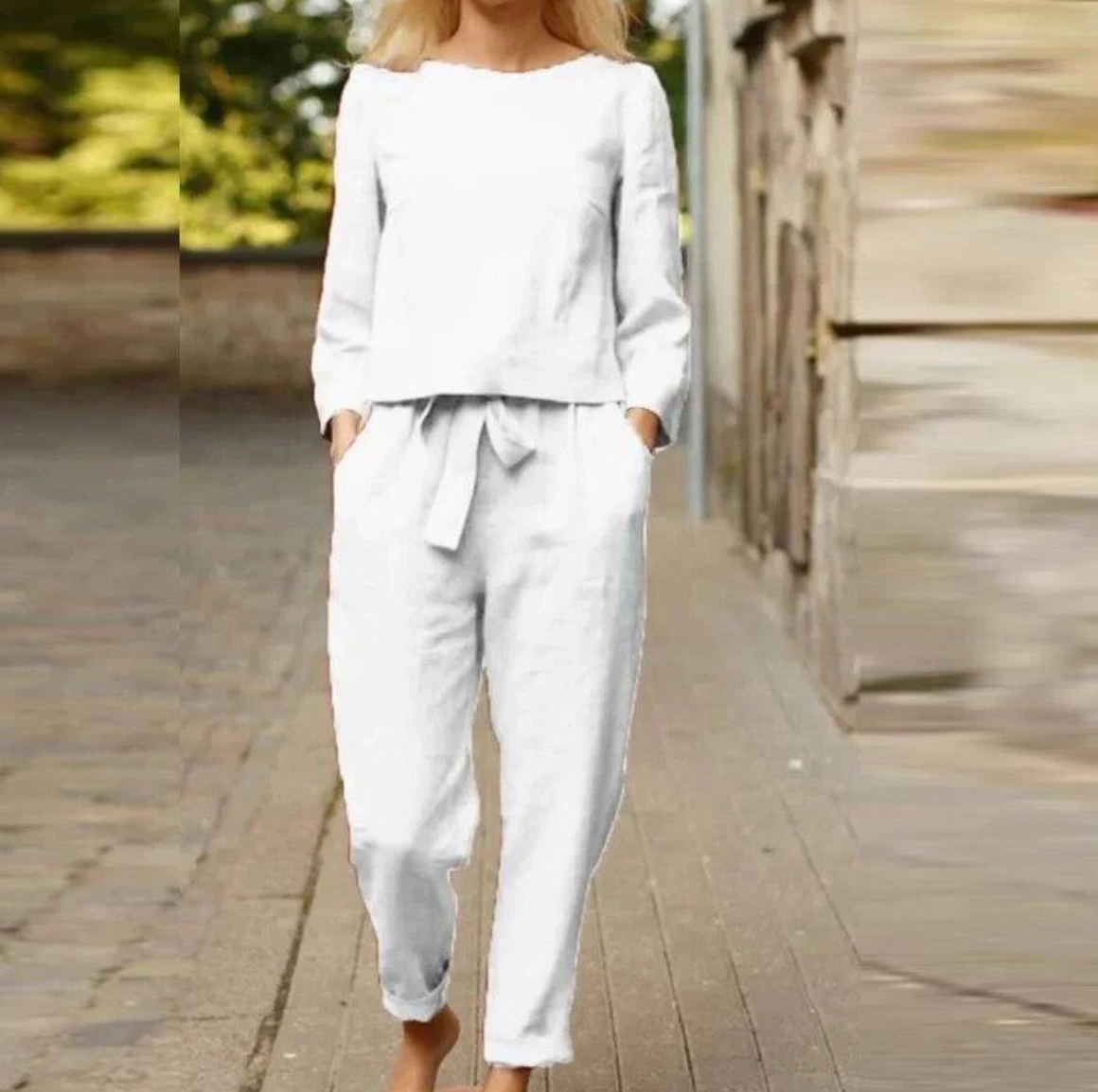 GR - Stylish and unique linen two-piece set for summer/spring