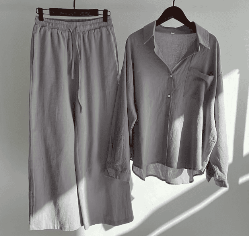 GR | Linen summer set with long trousers and shirt