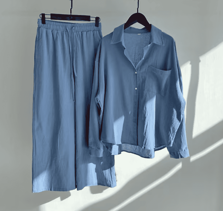 GR | Linen summer set with long trousers and shirt