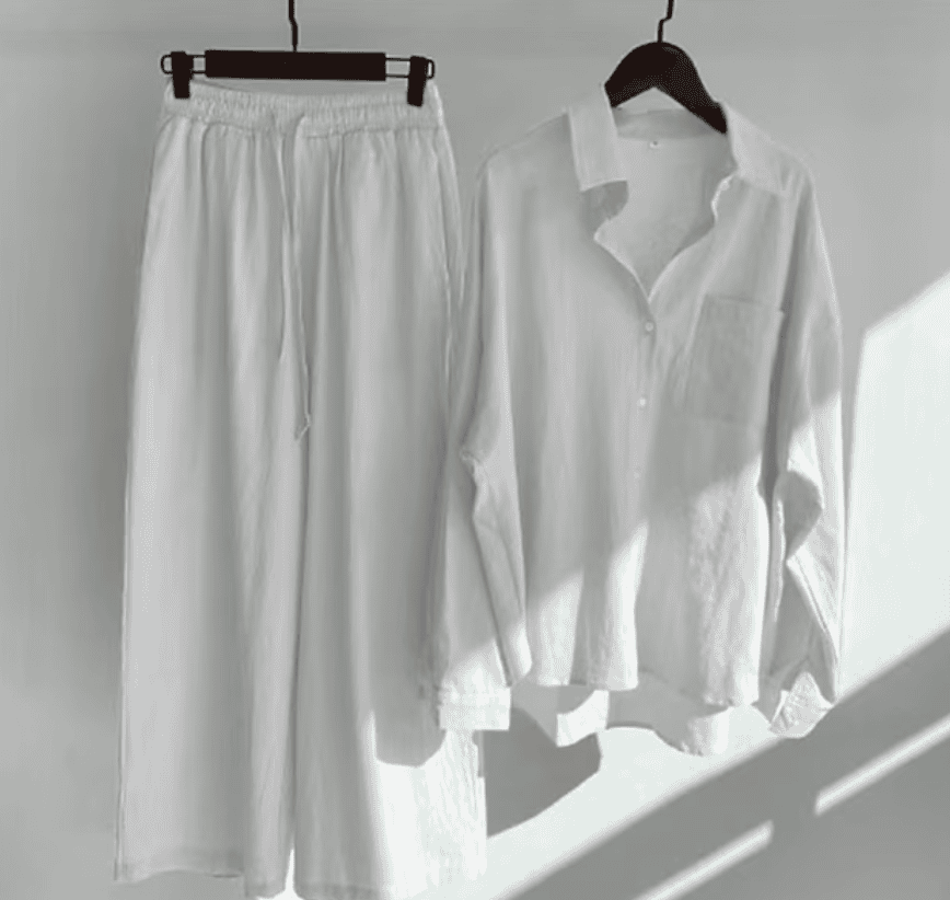 GR | Linen summer set with long trousers and shirt