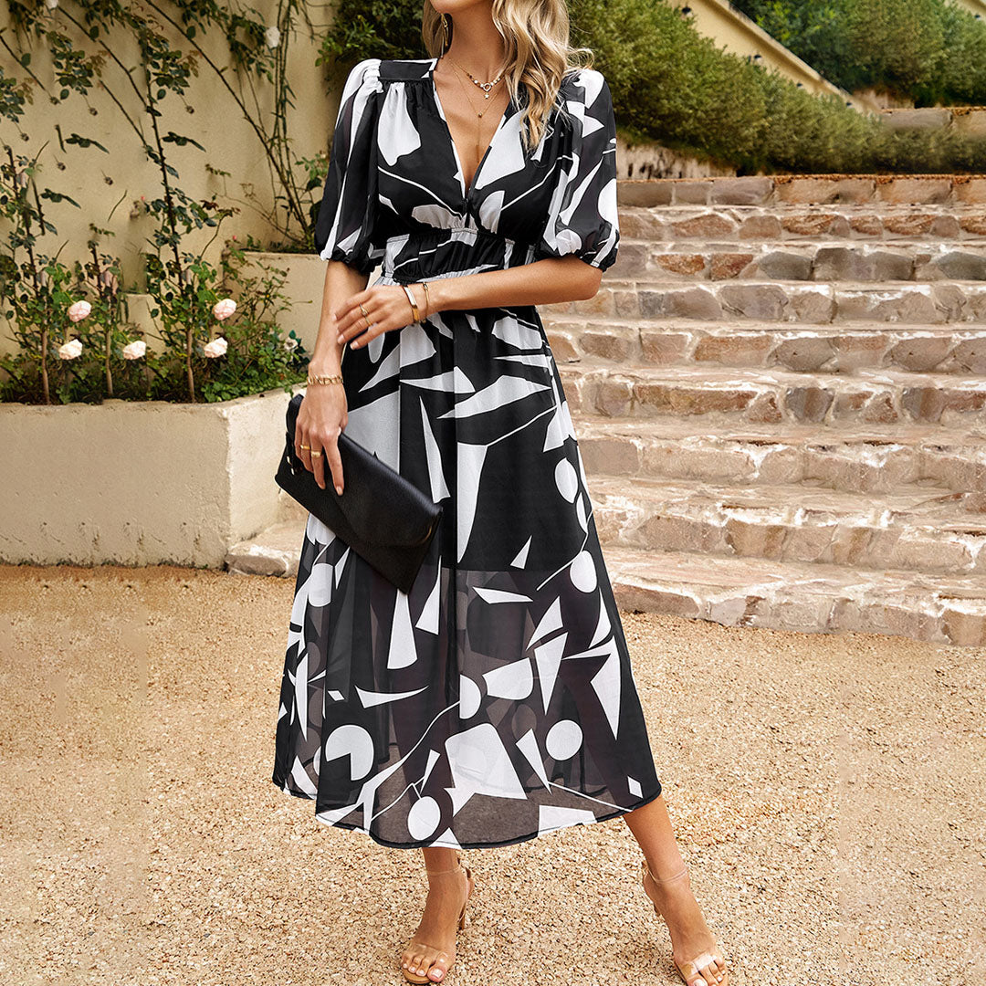 GR - Elegantes Midikleid mit V-Ausschnitt