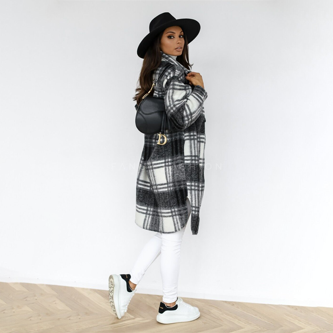 GR - Checkered long women's coat new autumn collection 2023