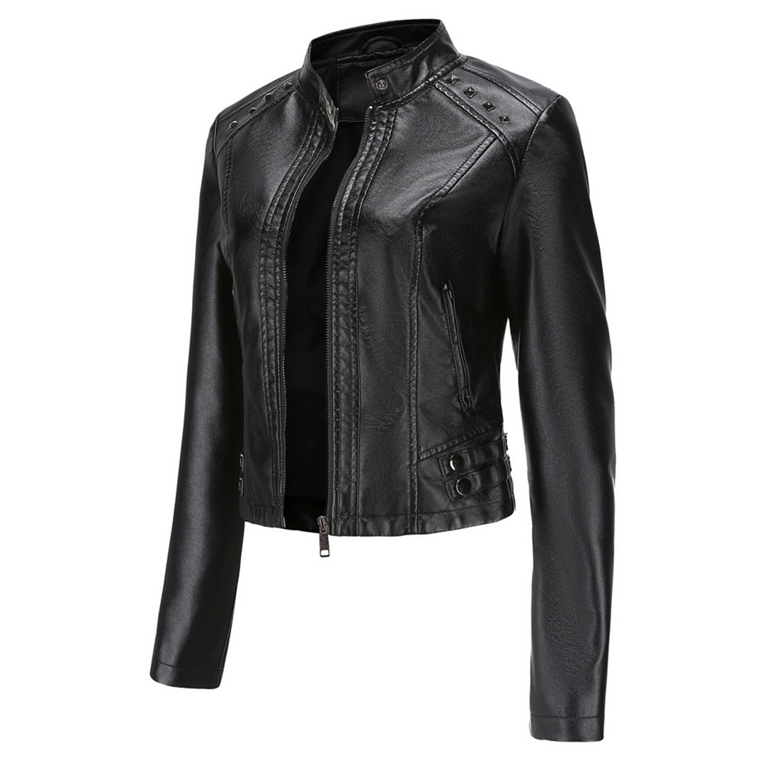 GR | Elegant leather jacket with unique details for women