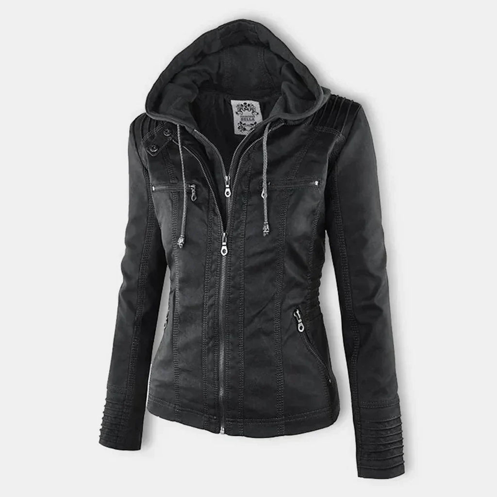 GR | Elegant hooded motorcycle jacket made of high-quality leather