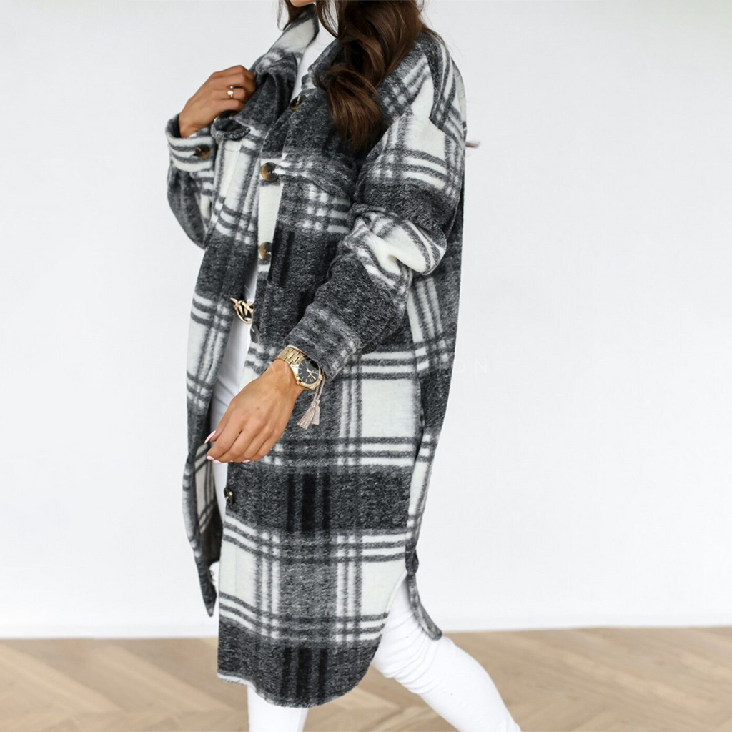 GR - Checkered long women's coat new autumn collection 2023